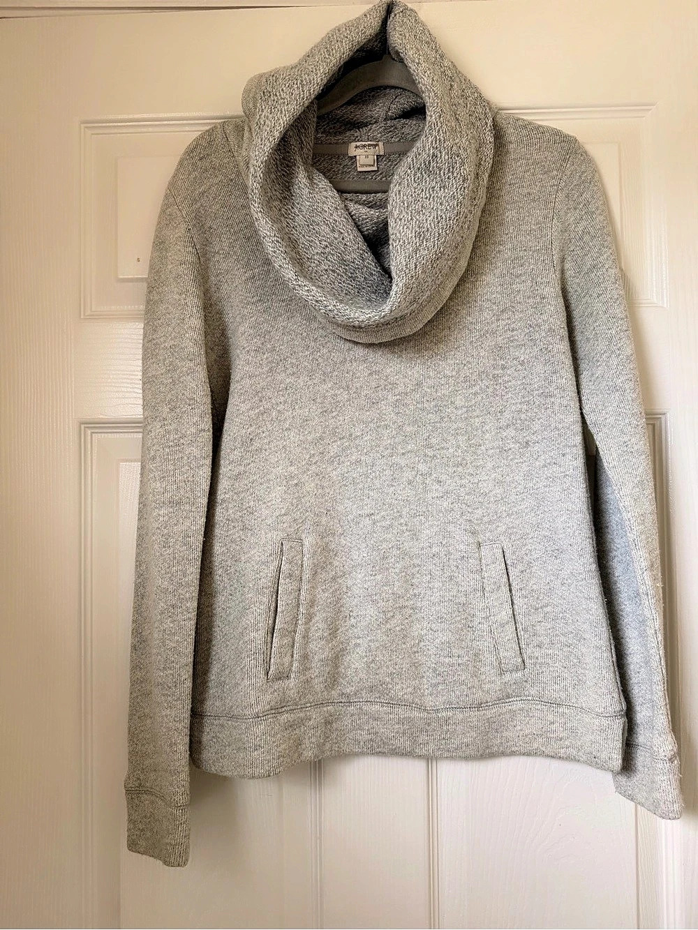 J.Crew Cowl Neck Funnel Neck Pocket Sweatshirt Gray XS
